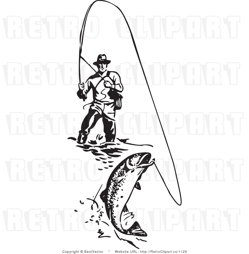 Royalty Free Black And White Retro Vector Clip Art Of A Wading
