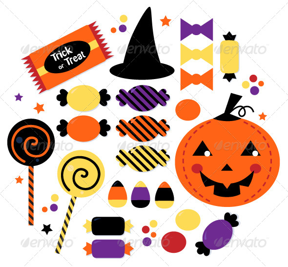 Stock Vector   Graphicriver Halloween Candy Collection 5435506