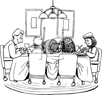 Thanksgiving Dinner Clip Art Black And White