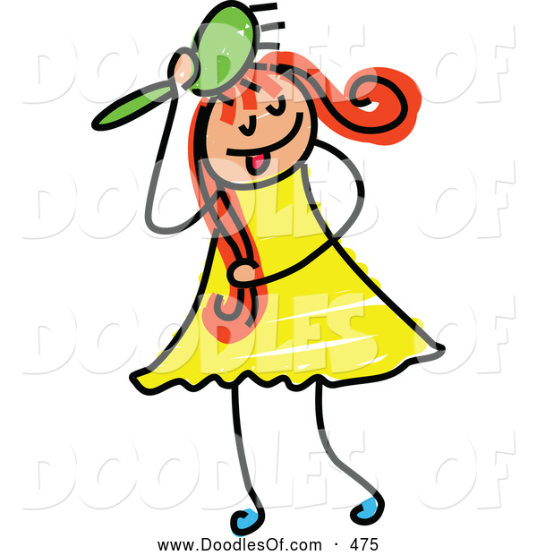 Vector Clipart Of A Friendly Girl Brushing Her Hair By Prawny    475