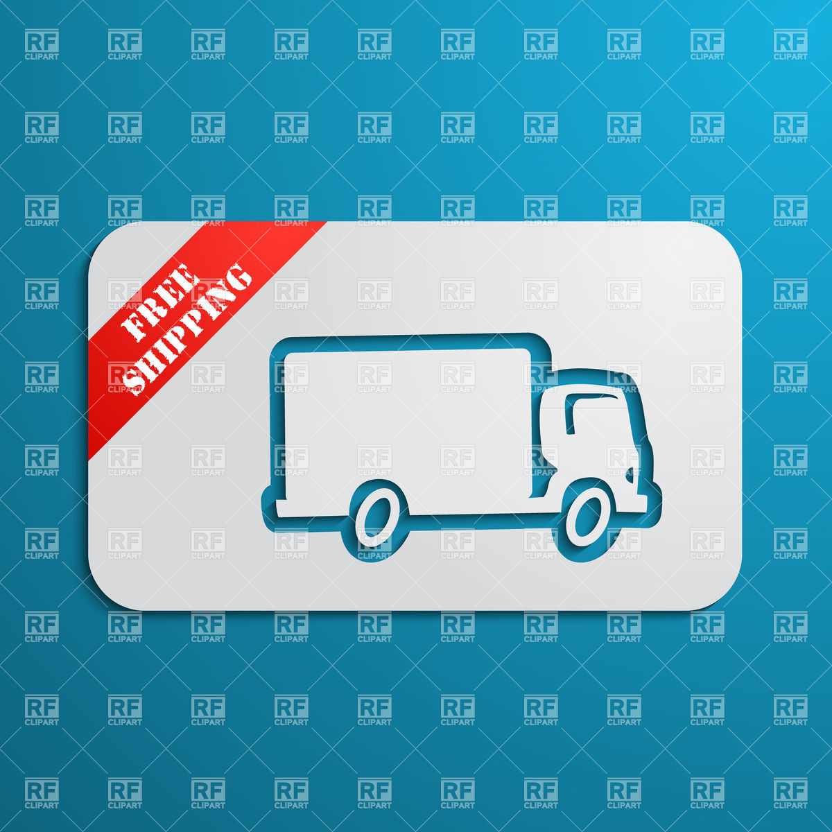 Free Shipping   Silhouette Of Delivery Truck On Label With Red Corner
