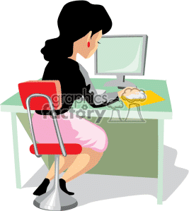 Hard Working Girl Clipart Working At A Computer