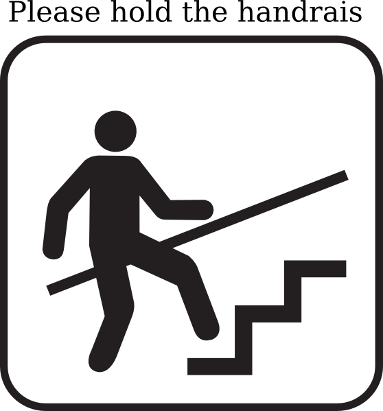 Please Hold On To The Handrail When Go Upstairs And Downstairs  Clip