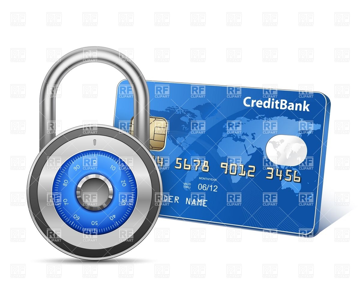 Secure Payment   Credit Card And Combination Padlock Download Royalty