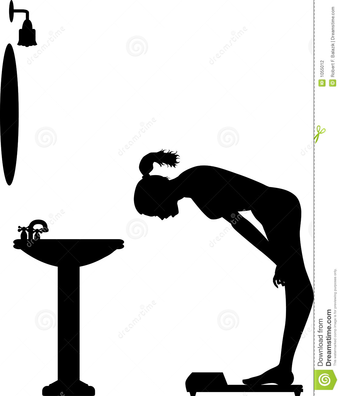 Silhouette Graphic Depicting A Woman Weighing Herself On A Bathroom
