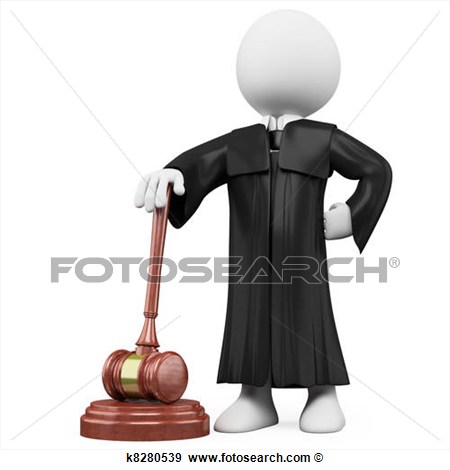 3d Judge With Robe And Hammer  Fotosearch   Search Vector Clipart