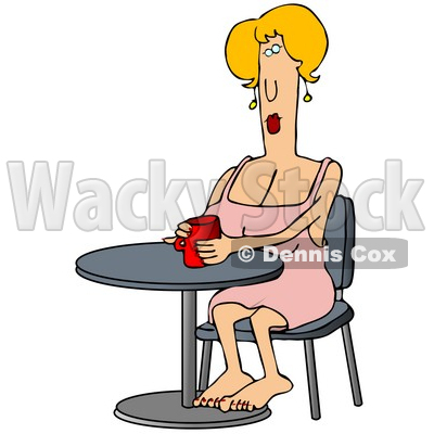 Clipart Illustration Image Of A Blond Caucasian Woman In A Pink Dress
