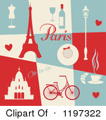 Clipart Of A Retro Paris Themed Collage With Text And Items Royalty