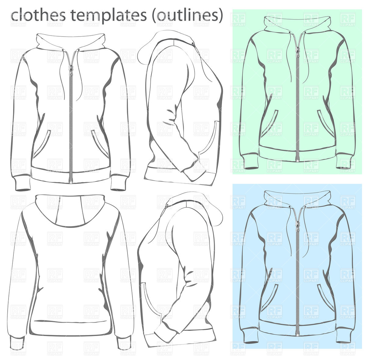 Hooded Sweatshirt With Zipper And Pockets 5087 Download Royalty Free