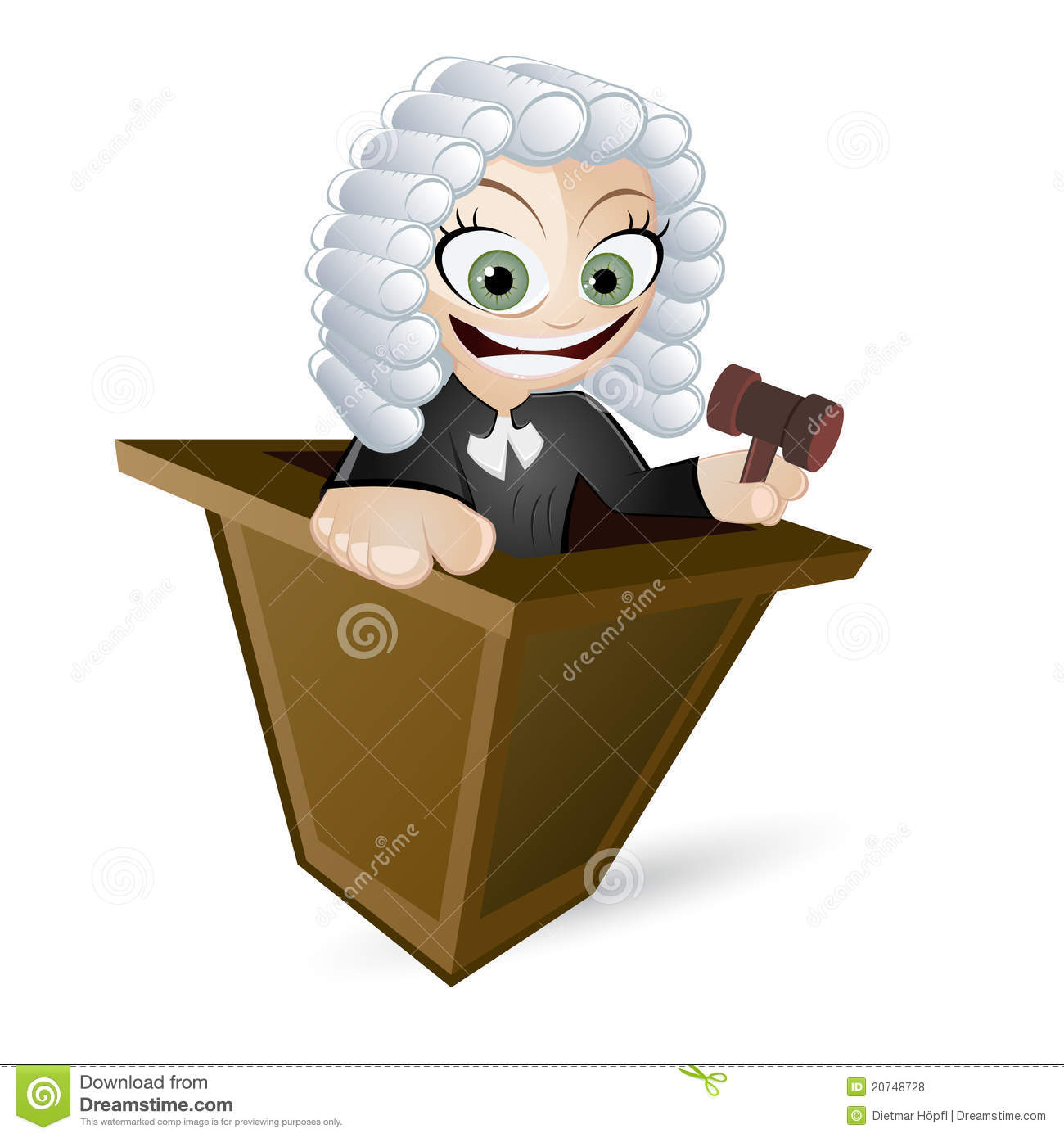 Of A Female British Judge With A White Wig Black Robe And Gavel
