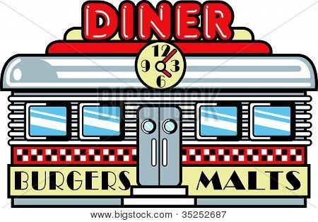Picture Or Photo Of Diner Or Cafe Clip Art In Retro 1950s Style