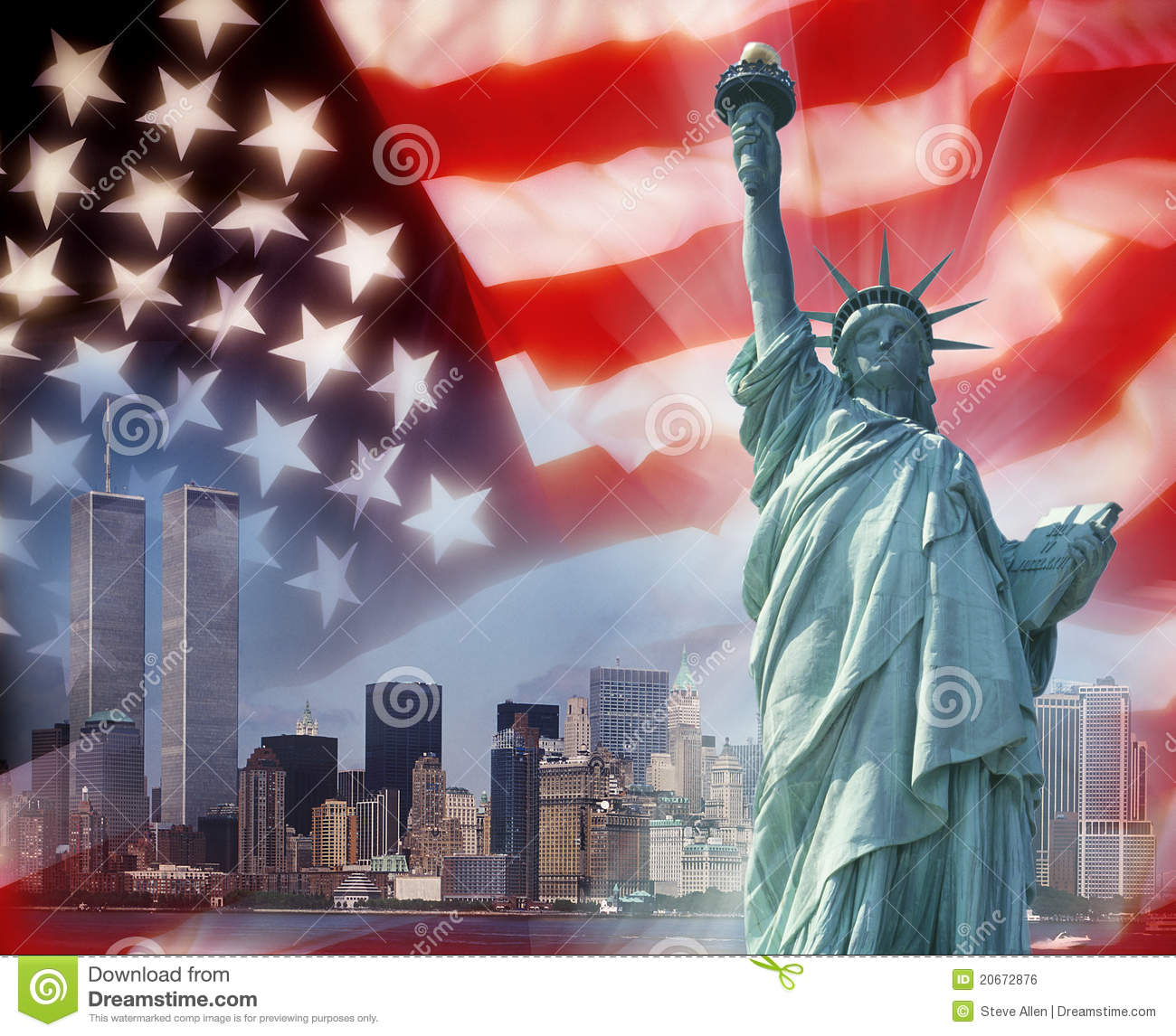 Twin Towers   New York   Patriotic Symbols Royalty Free Stock Image
