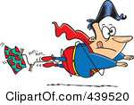 Cartoon Super Hero Losing Altitude And Caught In A Clothes L    By Ron