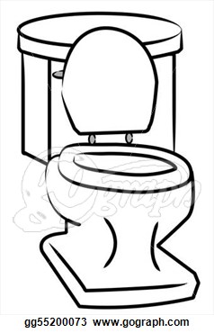 Stock Illustration   White Toilet With Silver Flush Handle  Clipart