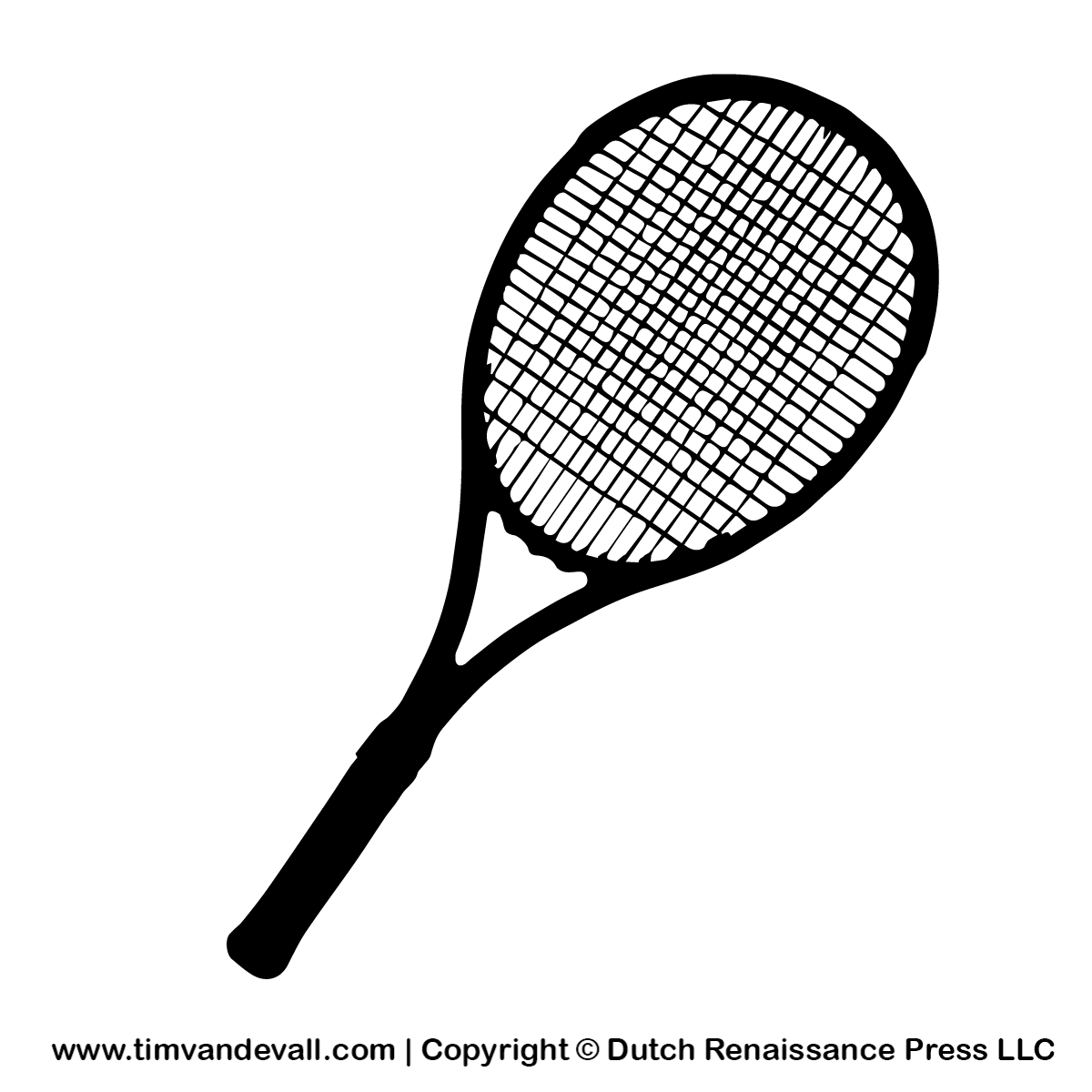 Tennis Racket Silhouette Stencil And Outline Clipart