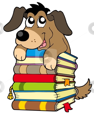 Cute Dog On Pile Of Books Stock Vector Clipart Cute Dog On Pile Of