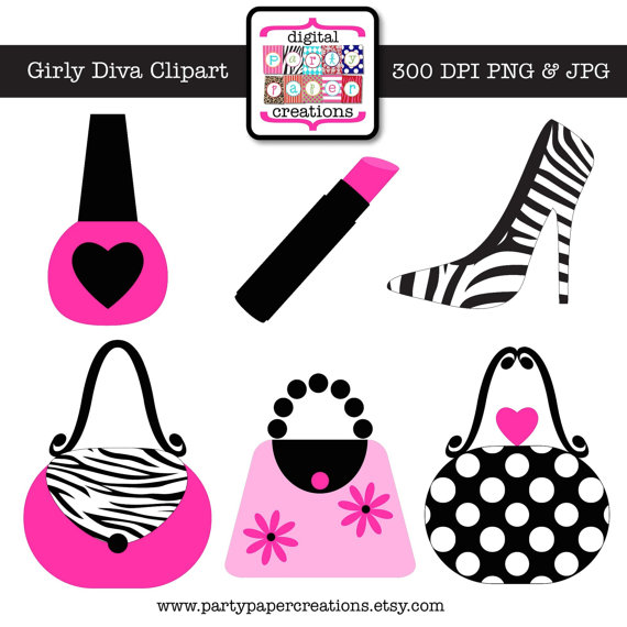 Diva Clipart   Graphic Design   Hot Pink Zebra Print Makeup Purse