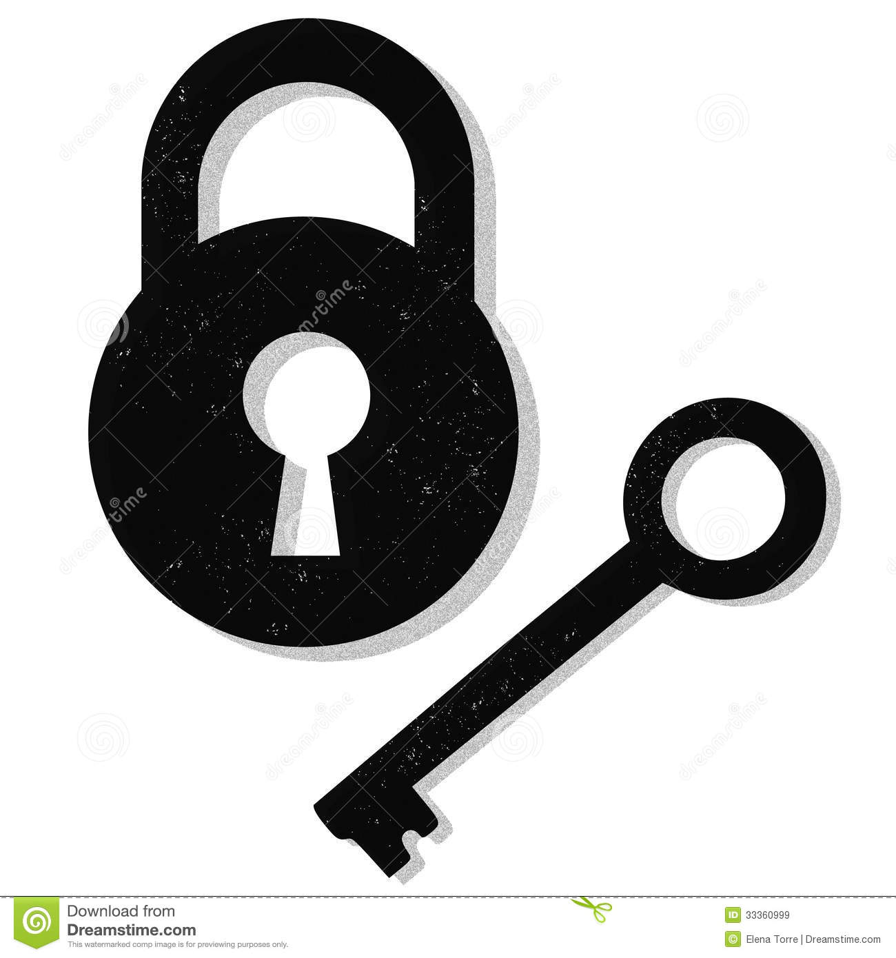 Illustration Of A Lock And Key Isolated On White Background
