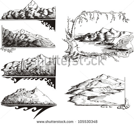 Mountain Scene Clipart Black And White Images   Pictures   Becuo