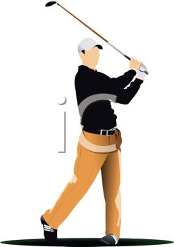 Realistic Style Man Playing Golf   Royalty Free Clip Art Image