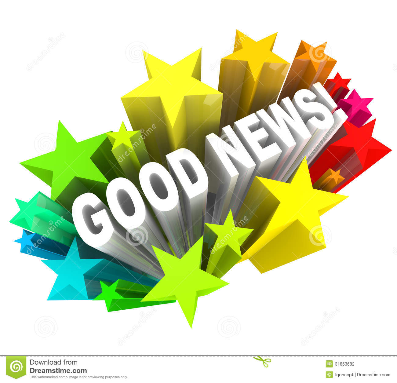 The Words Good News In A Colorful Burst Of Stars Or Fireworks To