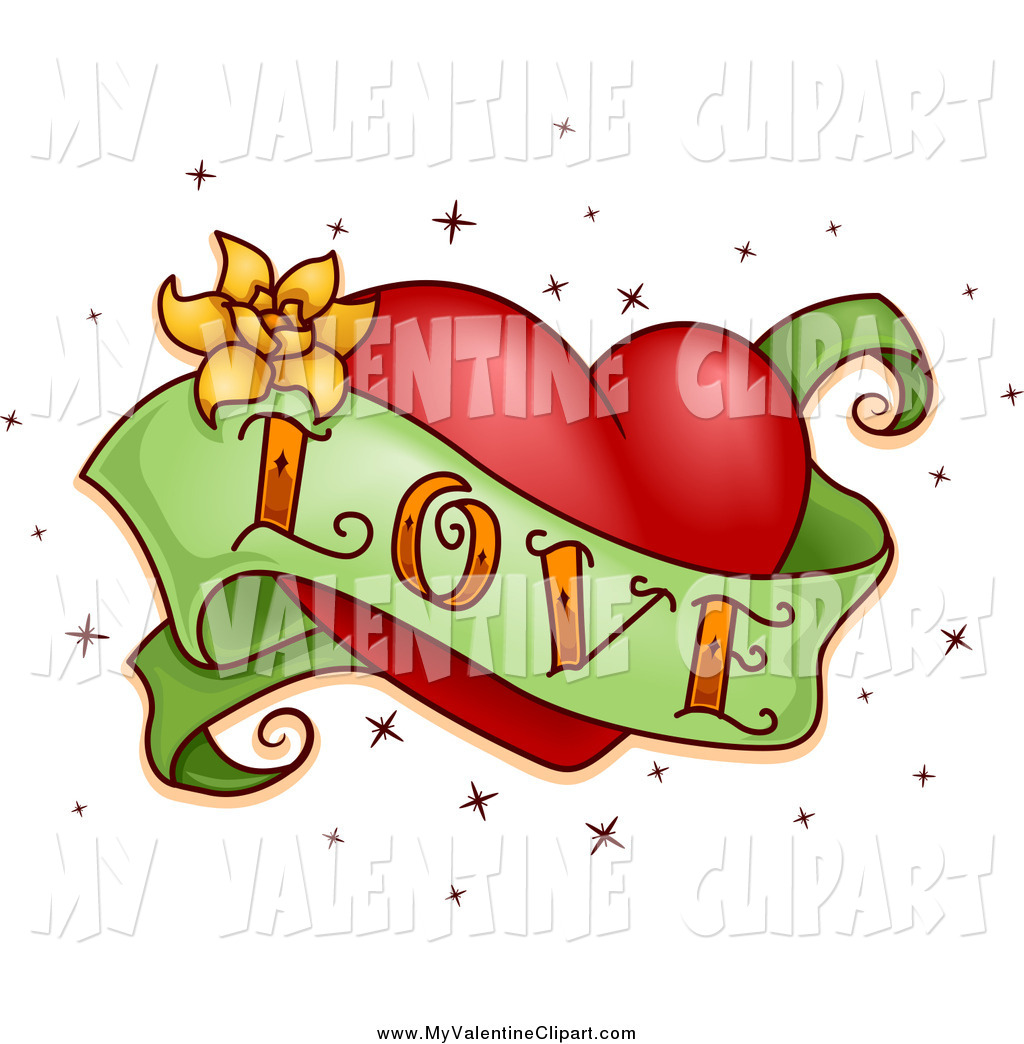 Valentine Clipart Of A Love Banner And Red Heart Tattoo By Bnp Design    