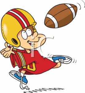 0511 0712 2614 3201 Football Catching Cartoon Boy Clipart Image