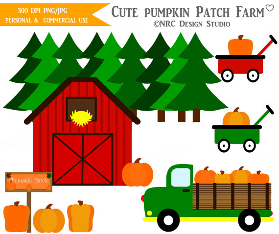 Art   Cute Pumpkin Patch Farm Clip Art   Digital Fall Pumpkin Clipart
