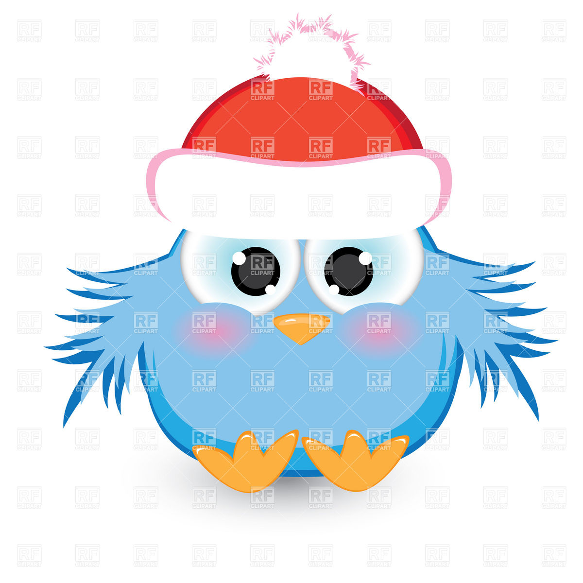 Blue Nestling In Santa S Hat Download Royalty Free Vector Clipart