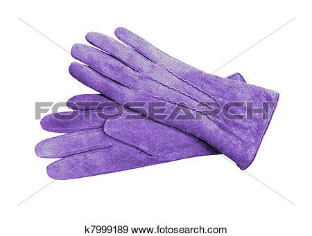 Beautiful Blue Suede  Leather  Women S Gloves Isolated On White View    