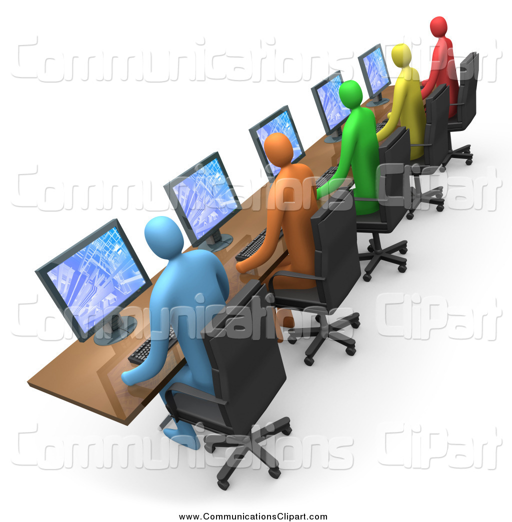Communication Clipart Of A 3d Diverse People Working On Computers In