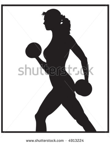 Female Weight Lifter Black   White   Stock Vector