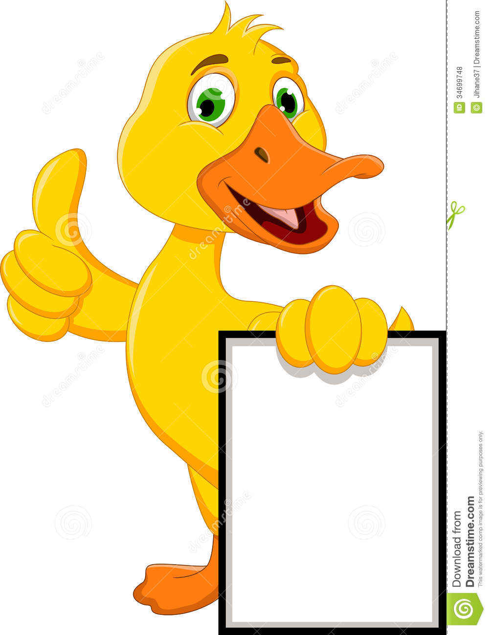 Funny Duck Cartoon Holding Blank Sign Royalty Free Stock Photos