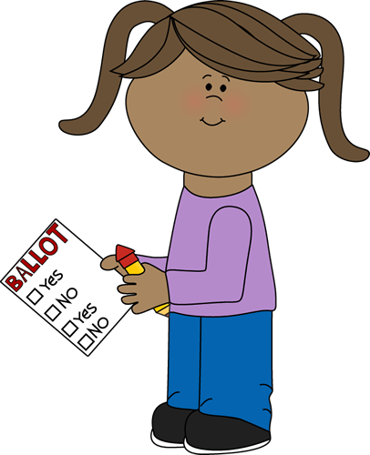 Girl With Voting Ballot Clip Art Image   Little Girl With Pigtails