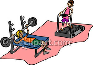 People Working Out In A Gym   Royalty Free Clipart Picture