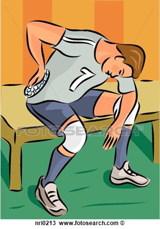 Sportsman Putting Ice Pack On Back Injury  Fotosearch   Search Clipart