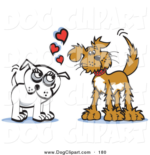Clip Art Of A Couple Of Infatuated Dogs Staring At Eachother And
