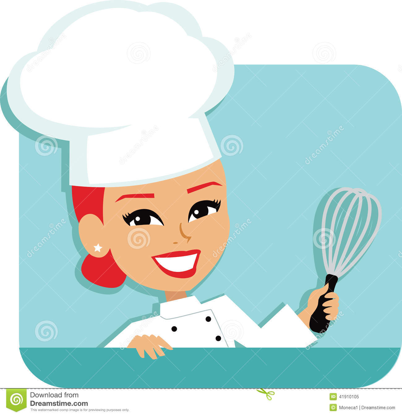 Illustration Of A Professional Redhead Cartoon Chef Girl Wearing A