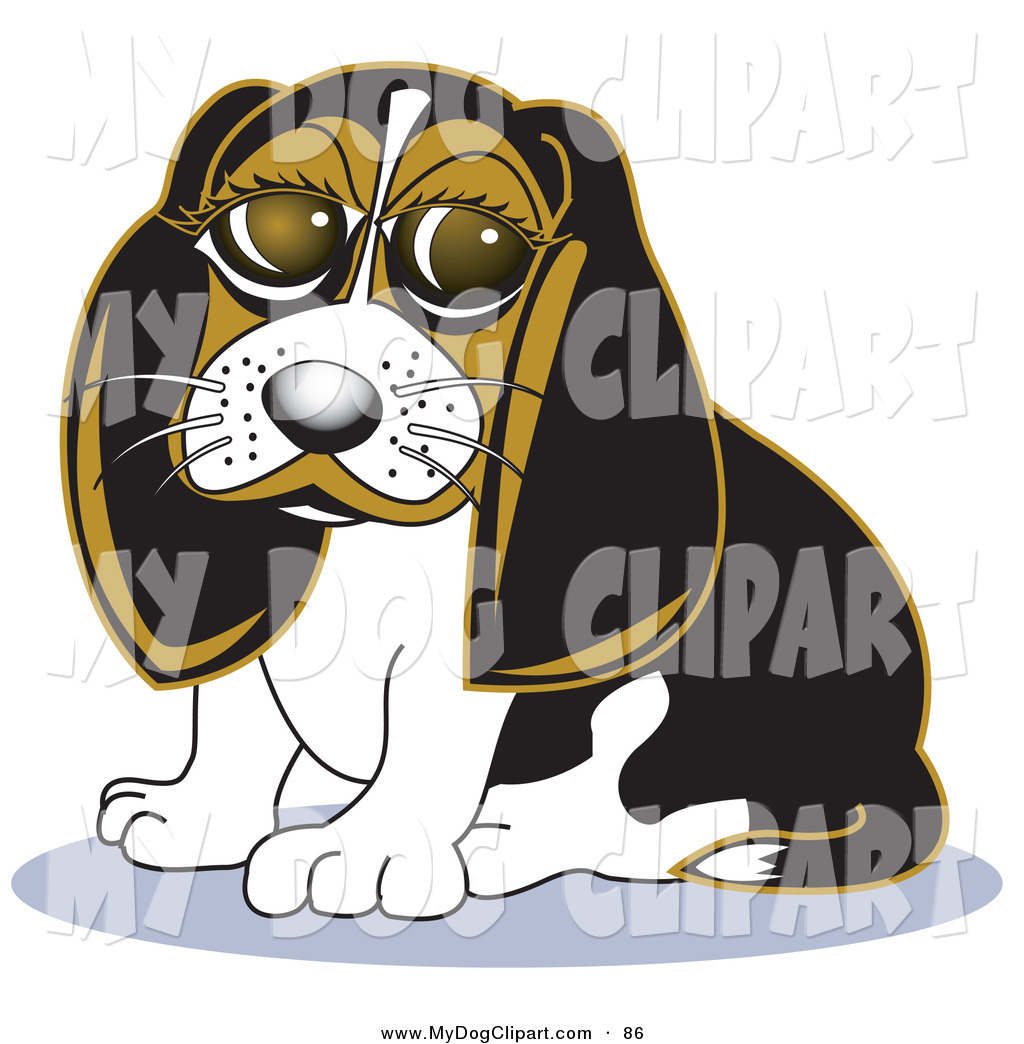 Larger Preview  Clip Art Of A Cute Little Beagle Dog With Large Puppy
