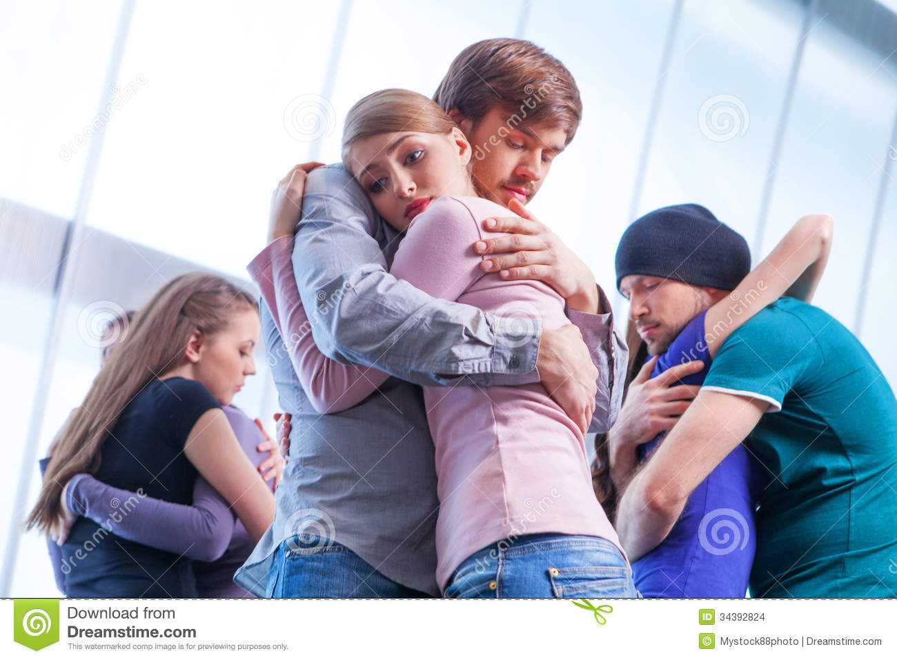 Three Pair Of People Hugging Each Other  Stock Images   Image