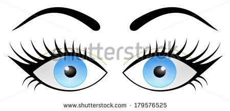 Cartoon Eyes With Eyelashes Eye Icon Symbol Sign 