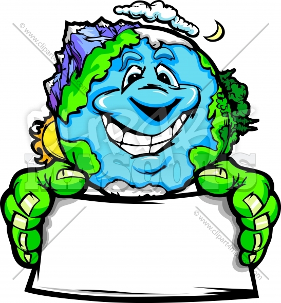 Environmental Clipart Graphic Vector Cartoon Of Planet Earth With Sign