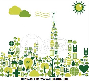     Silhouette With Environmental Icons  Eps Clipart Gg59393119   Gograph