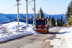 Snowplow Clearing Road Royalty Free Stock Photography