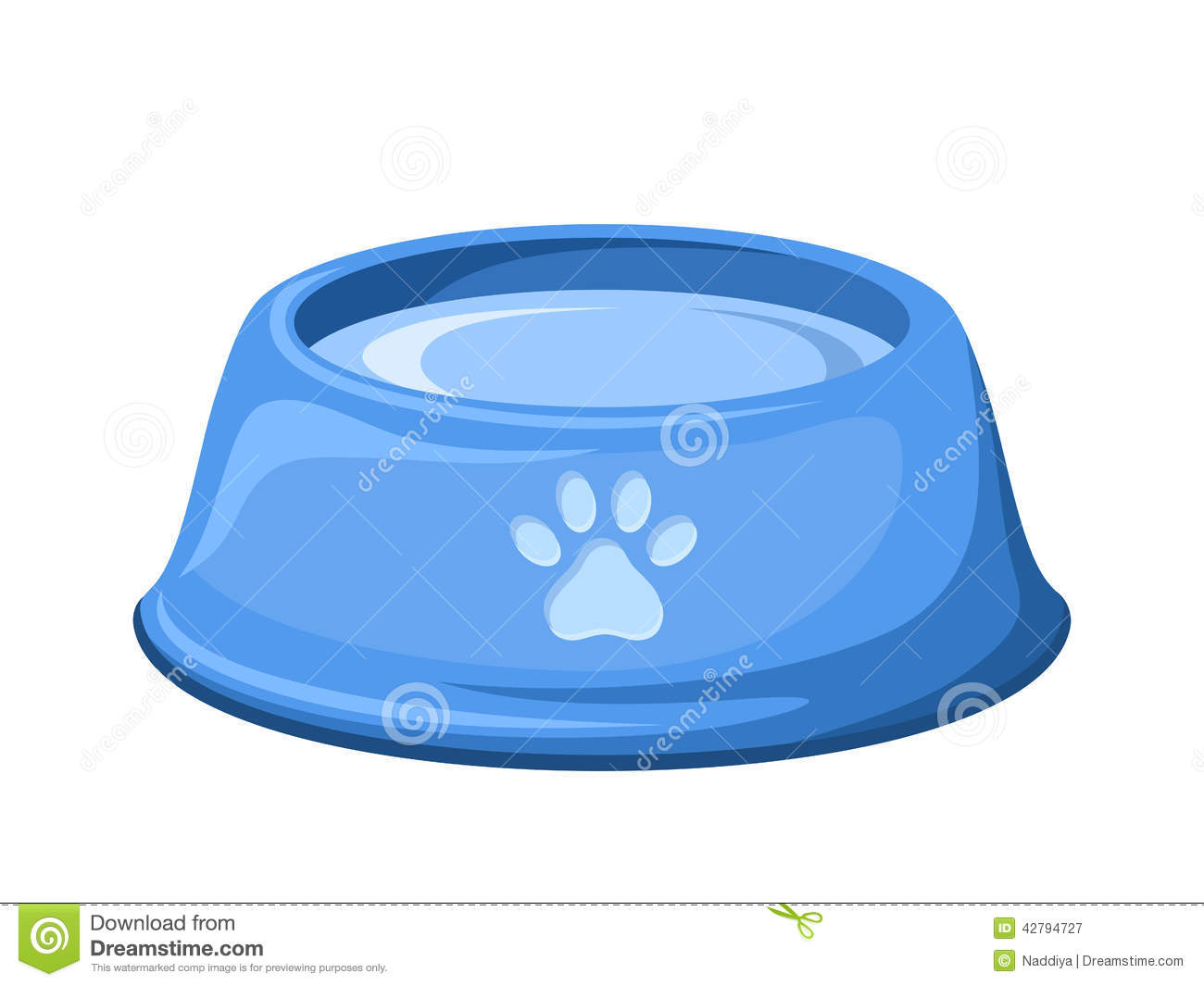 Vector Blue Dog Bowl With Water Isolated On A White Background
