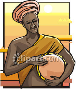 African Man With A Drum   Royalty Free Clipart Picture
