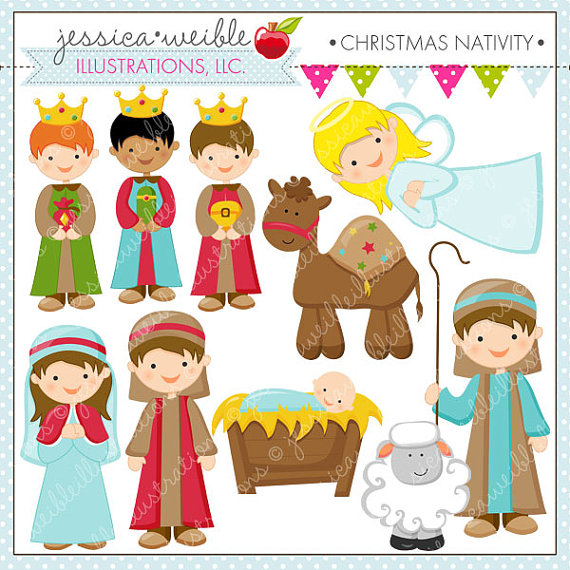 Christmas Nativity Cute Christmas Digital Clipart For Commercial Or
