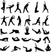 Girl Exercising Silhouettes   Clipart Graphic