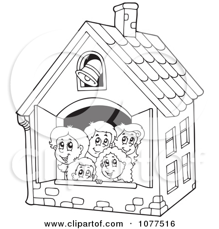 Schoolhouse Clipart Outline Clipart Outlined Children In A