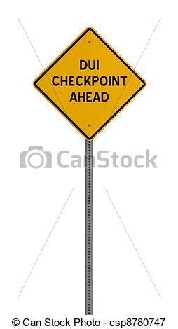 Stock Photo   Dui Checkpoint Ahead   Yellow Road Warning Sign   Stock